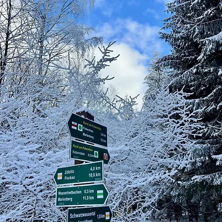 بيت للعطل Urige Berghuette Mit Kamin Und Sauna Im Erzgebirge Nahe Schwarzwassertal
